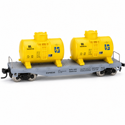 HANFIY 95001 HO Scale 1:87 Railroad Freight Train Model 2-Car Set – Refrigeration Reefer Boxcar & Twin Oil Tank Wagon | 14+