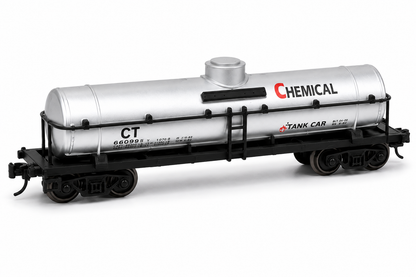 HANFIY 95008 HO Scale 1:87 Railroad Train Model 3-Car Freight Set – Double Container Flat Car, RAIL 315 224 Freight Wagon & Chemical Tank Car | 14+