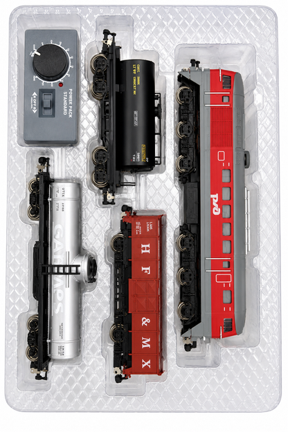 HANFIY 66700A Russian M62 Diesel Train 4 Car Set HO Scale 1:87 | Locomotive with 3 Freight Wagons | Model Railway Train