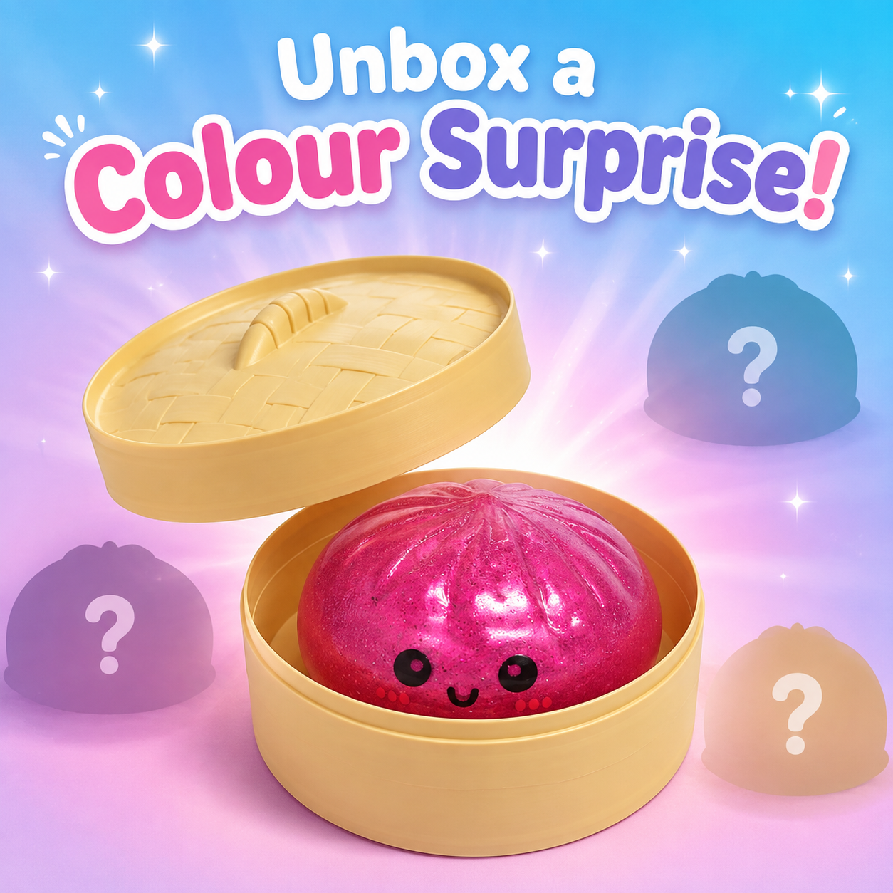 Jumbo Dumpling 15cm Glittery Squishy Fidget Toy in Bamboo-Style Mystery Box | One Random Colour Supplied, Pack of 1