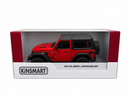 Kinsmart 1:34 2018 Jeep Wrangler Rubicon Die-Cast Model Car | Red Off-Road SUV with Opening Doors & Pull-Back Action