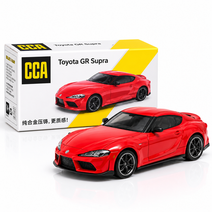 CCA 1:58 Toyota GR Supra S14-02 Die-Cast Model Car | Red Sports Car with Detailed Interior, Realistic Body & Alloy-Style Wheels | Premium Collectible Miniature for Toyota & Die-Cast Car Collectors