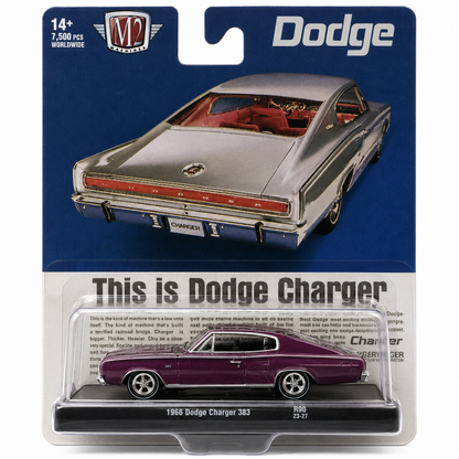 M2 Machines 1:64 1966 Dodge Charger 383 Die-Cast Model Car | R90 23-27 Classic American Muscle Car Collectible