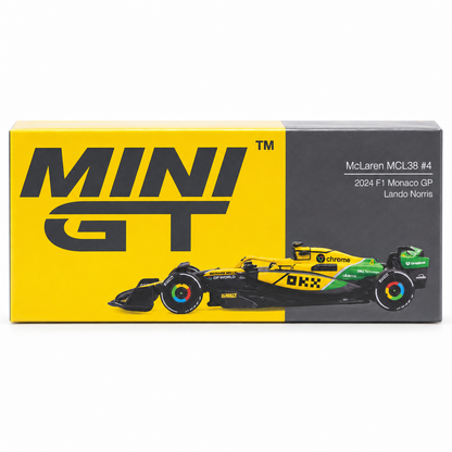 MINI GT 1:64 McLaren MCL38 #4 – 2024 F1 Monaco GP Lando Norris | Formula 1 Die-Cast Collectible Model Car