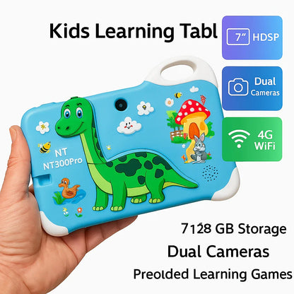 Kids Learning Tablet – 7" HD, 128GB, Dual Cameras, 4G/WiFi, Parental Lock, Fall-Proof Cover - Jaiman Toys