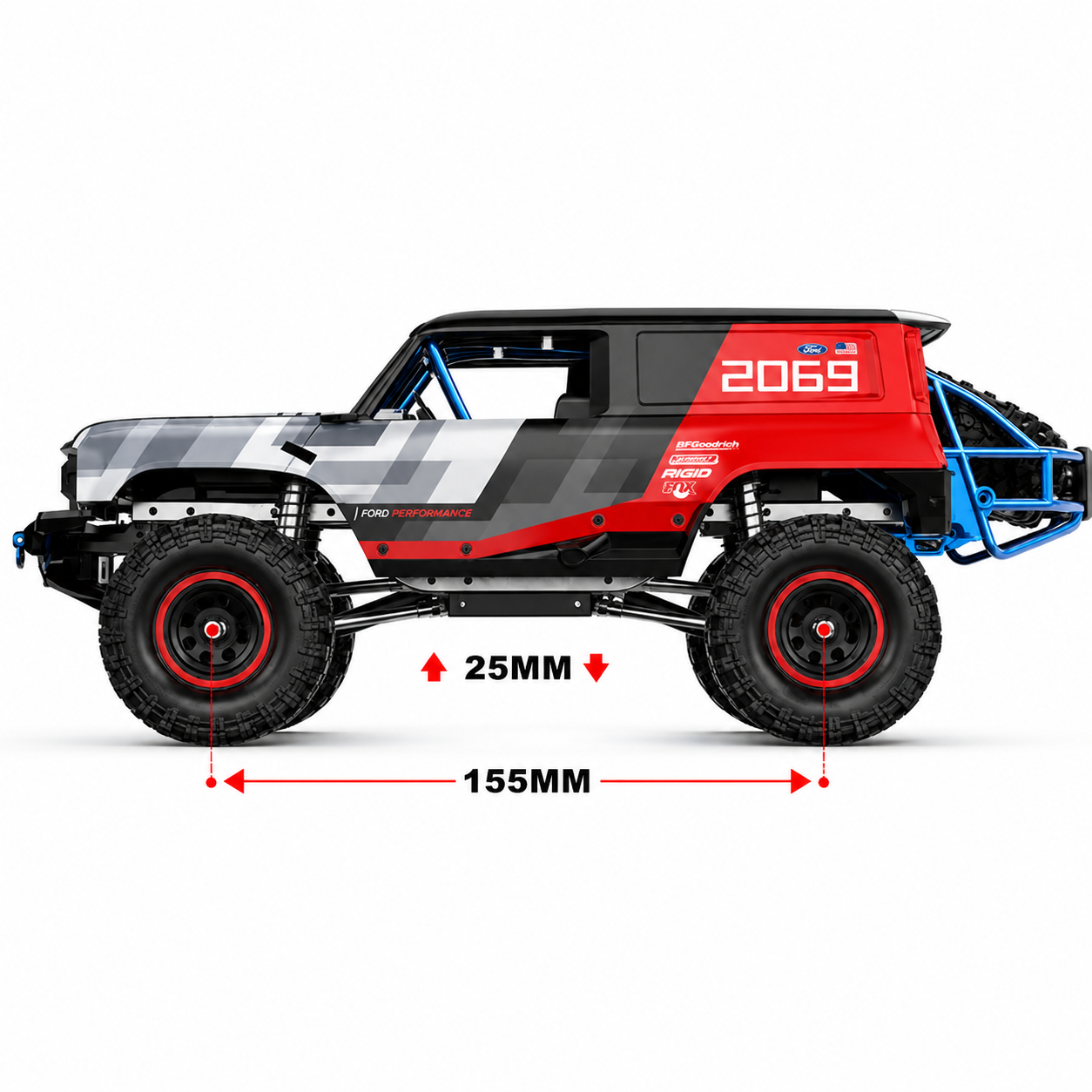 MJX R/C Hyper Go H18P Ford Bronco R 1:18 Scale Super Motor Brushless RC Off-Road Truck | High Performance 4WD Remote Control Rock Crawler Racing Car with Rugged Off-Road Tyres | Ford Bronco R Licensed RC Model for Adults & Hobby Enthusiasts