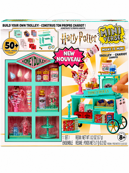 MGA’s Miniverse Make It Mini Harry Potter Honeydukes Build Your Own Trolley 50+ Pieces DIY Miniature Collectible Craft Kit with Candy Shop Accessories, Mini Food & Sweet Displays, Trolley Building Pieces, Creative Activity & Display Set for Kids