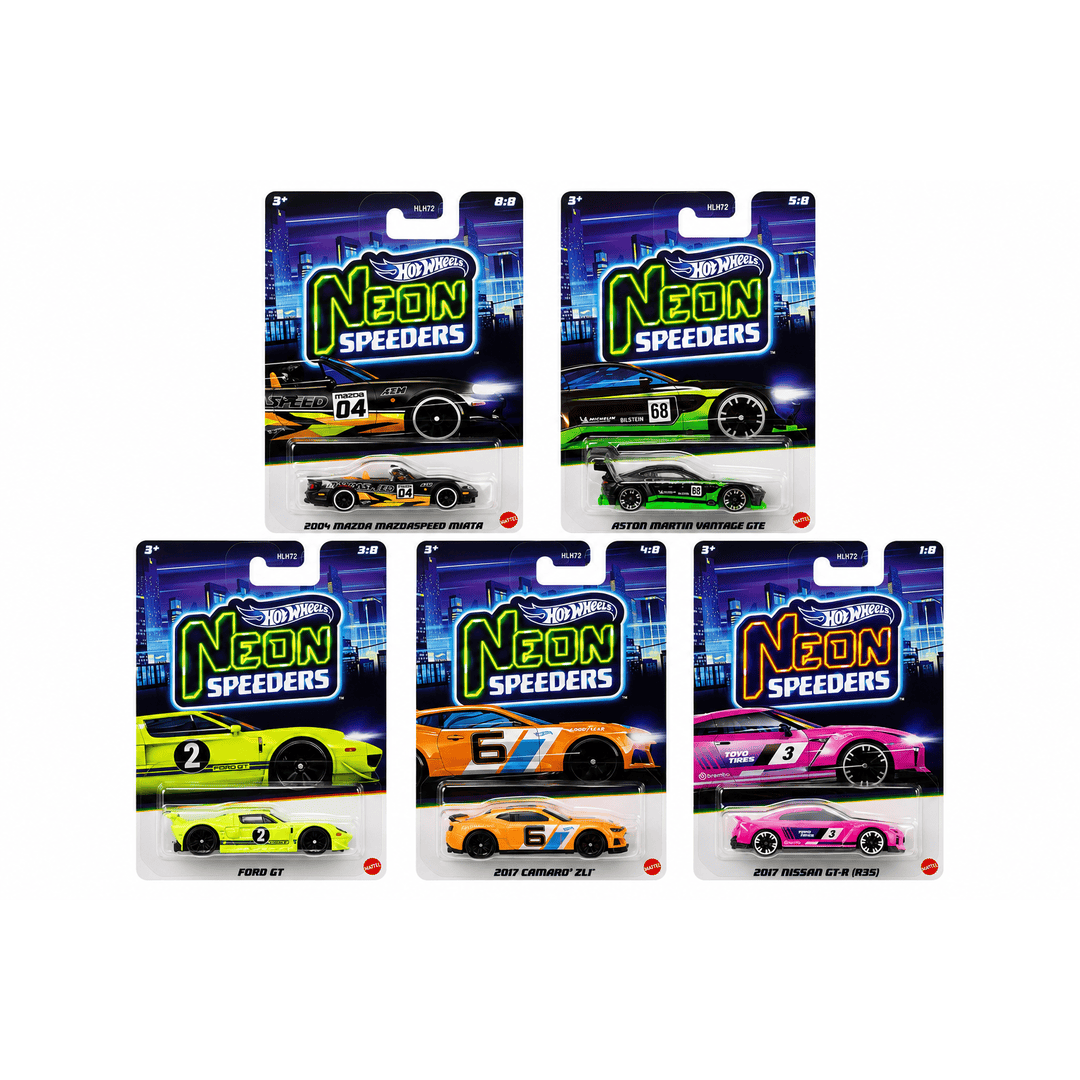 Hot Wheels Neon Speeders 2026 Mix 2 Set of 5 – 1:64 Diecast Cars