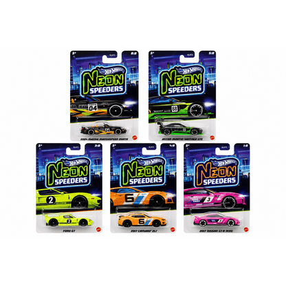 Hot Wheels Neon Speeders 2026 Mix 2 Set of 5 – 1:64 Diecast Cars