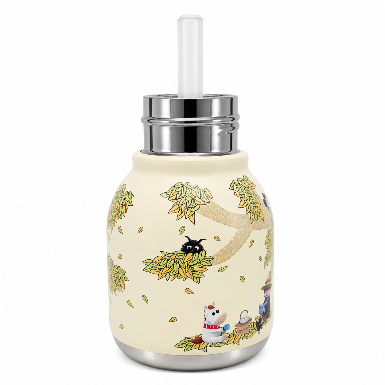 Afresh365 200ml Kids Stainless Steel Vacuum Insulated Straw Bottle with Cute Character Lid, Flexible Silicone Sipper, Leak-Proof Design & Hot & Cold Water Bottle Perfect Birthday Gift for Boys & Girls