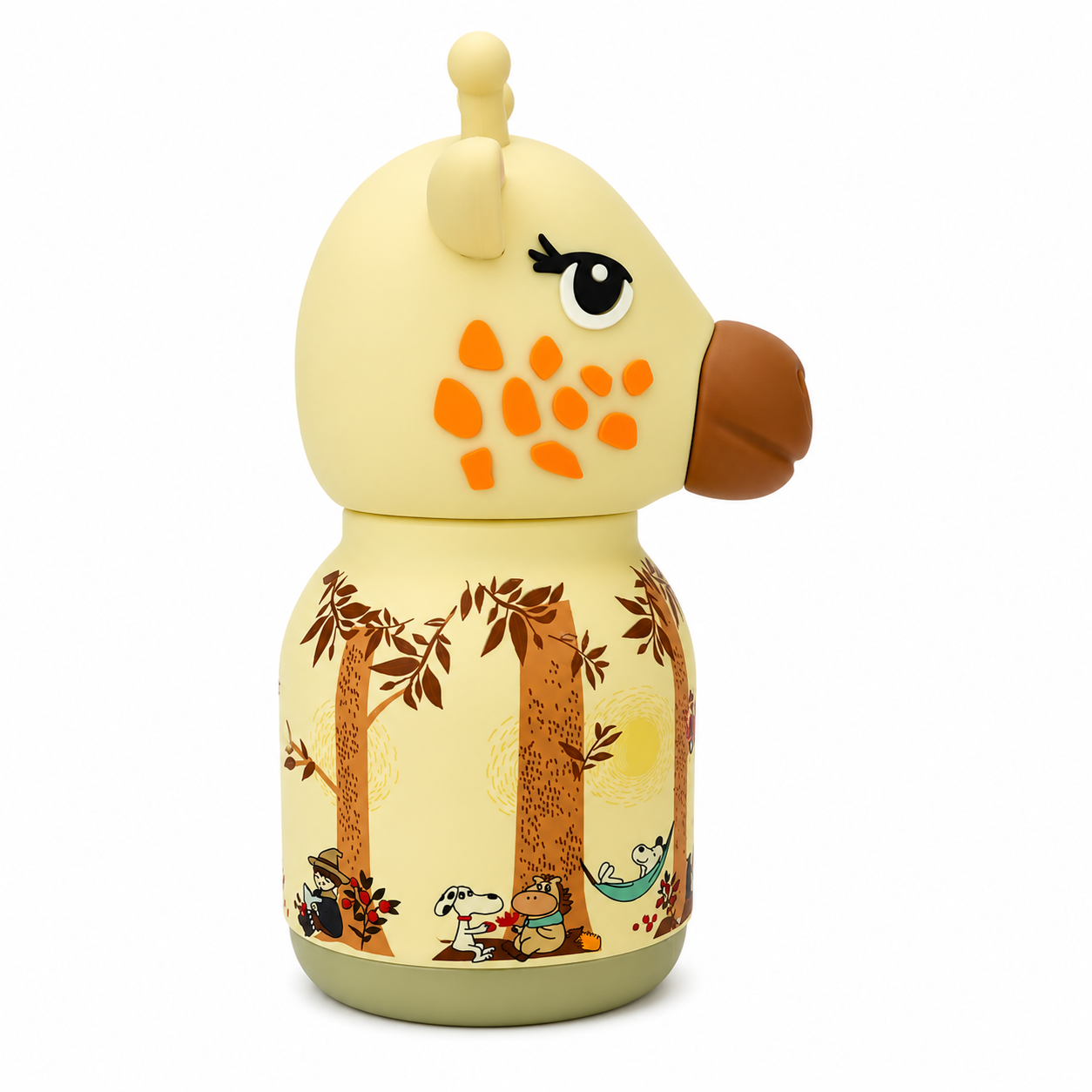 Afresh365 200ml Vacuum Insulated Stainless Steel Water Bottle for Kids – Giraffe Fun Character Design, Cute Kids Drinking Cup with Silicon Straw, Hot & Cold Bottle for School, Travel & Everyday Use