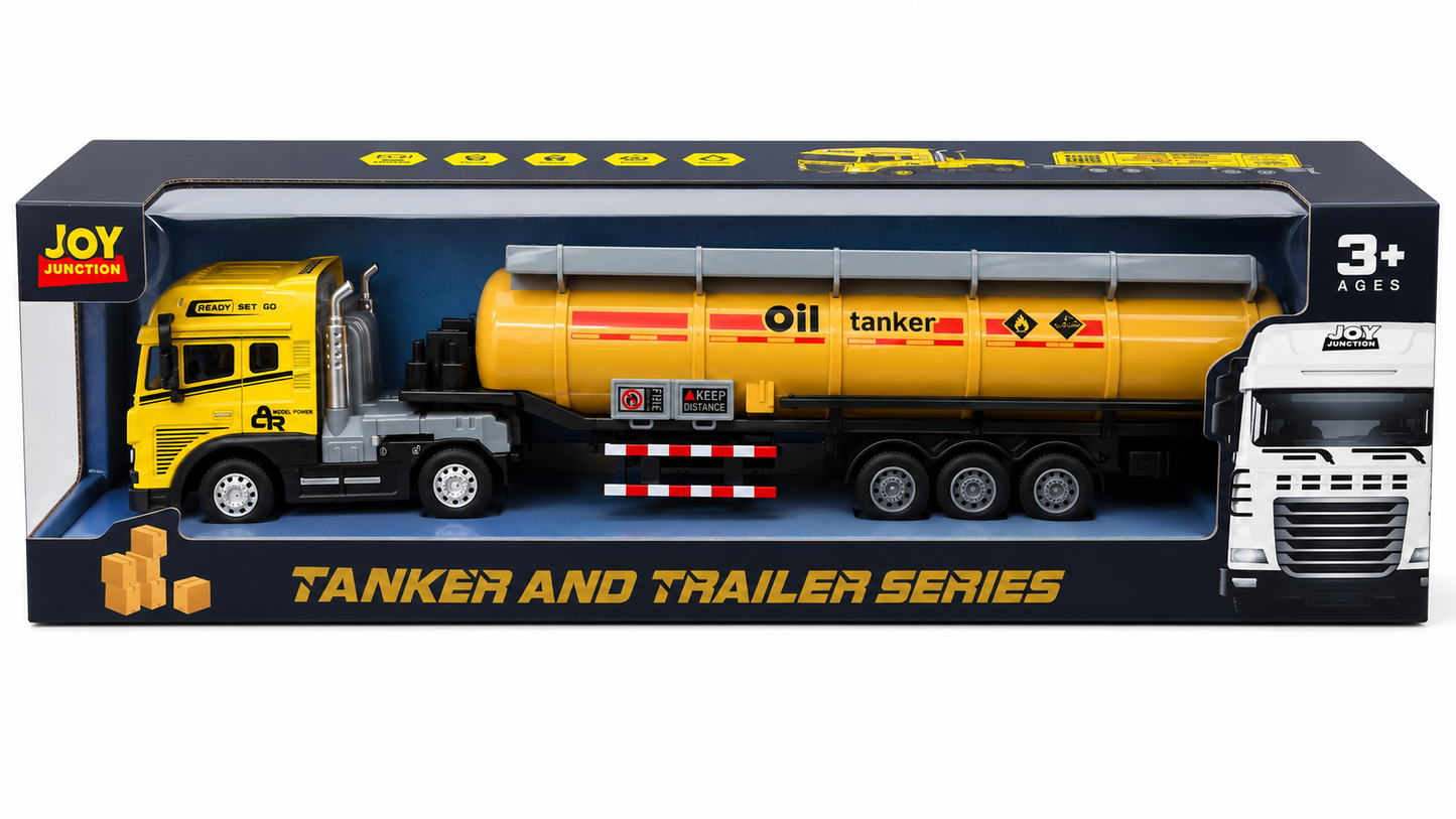 Joy Junction 1:24 Scale Oil Tanker Truck Toy with Light & Sound – 3+ Years