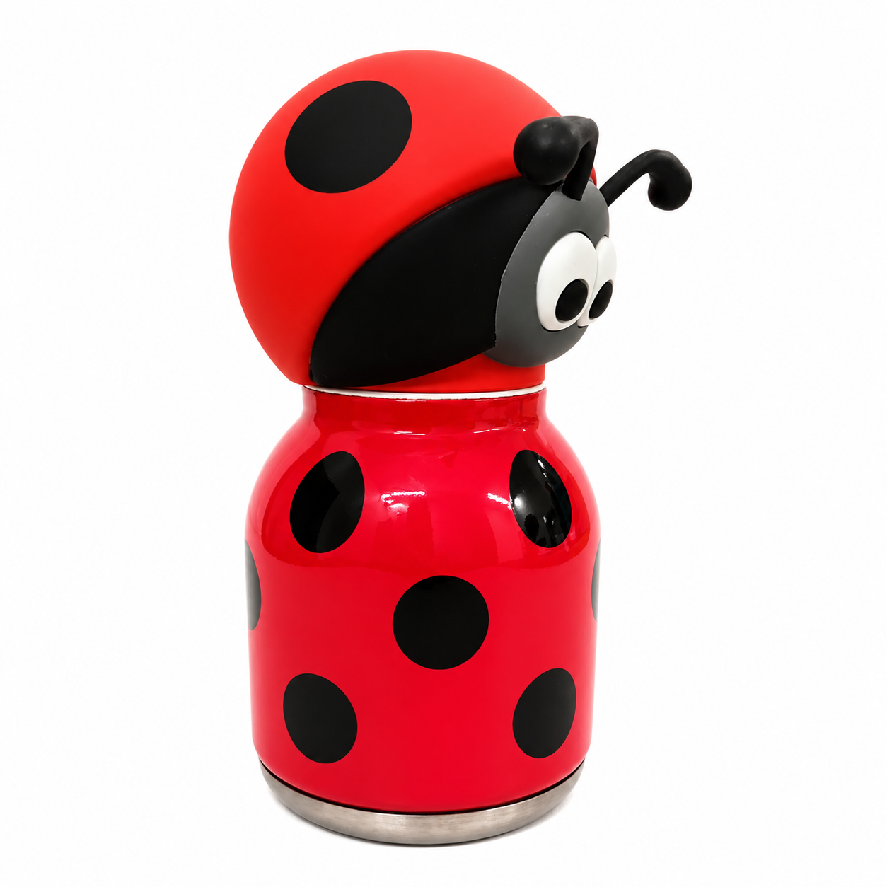 Afresh365 200ml Kids Stainless Steel Vacuum Insulated Water Bottle with Straw & Ladybug Cute Character Lid | Leak-Proof Silicone Sipper Bottle for Boys & Girls | Hot & Cold Water Bottle for School, Travel & Birthday Gift