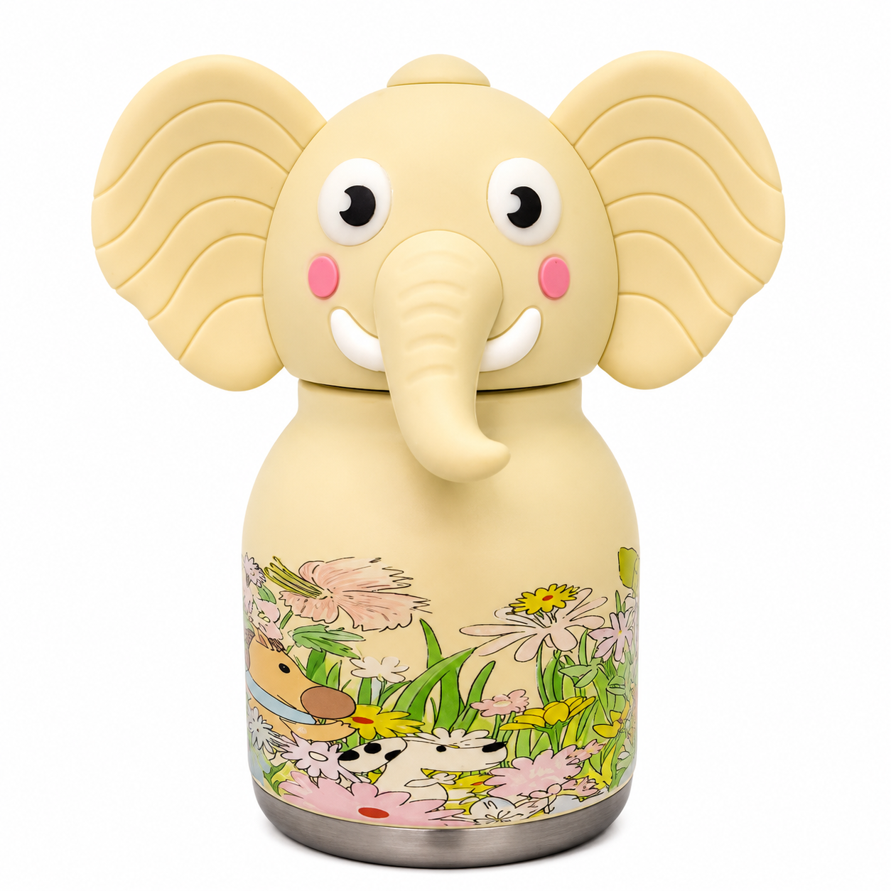 Afresh365 200ml Kids Water Bottle – Vacuum Insulated Stainless Steel Water Bottle with Straw, Cute Elephant Character Drinking Bottle for Boys & Girls, Hot & Cold Water Bottle for School, Travel, Picnic & Everyday Use