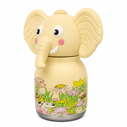 Afresh365 200ml Kids Water Bottle – Vacuum Insulated Stainless Steel Water Bottle with Straw, Cute Elephant Character Drinking Bottle for Boys & Girls, Hot & Cold Water Bottle for School, Travel, Picnic & Everyday Use