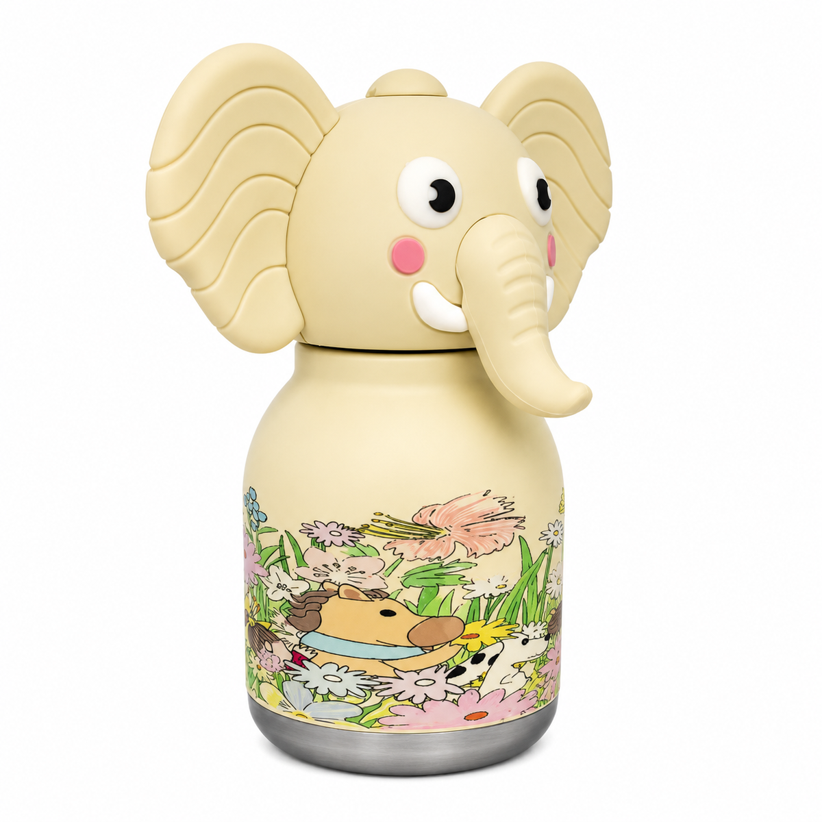Afresh365 200ml Kids Water Bottle – Vacuum Insulated Stainless Steel Water Bottle with Straw, Cute Elephant Character Drinking Bottle for Boys & Girls, Hot & Cold Water Bottle for School, Travel, Picnic & Everyday Use