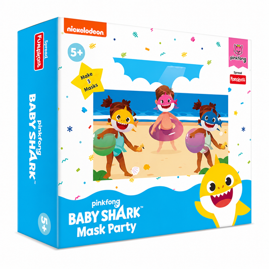 Funskool Handycrafts Baby Shark Mask Making Kit for Kids | DIY Make Your Own 3 Soft Baby Shark Masks | Creative Art & Craft Activity Set | Baby Shark Birthday Party Supplies, Games & Activities | Craft Kit for Boys & Girls Ages