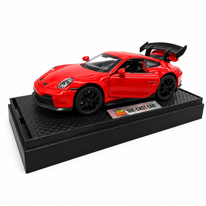 Joy Junction Alloy Car Model Gold Edition 1:32 Scale Die-Cast Toy Car | Pull Back Action, Openable Doors, LED Lights & Sound | Red Porche Sports Car Model | Collectible Toy Car for Kids & Car Enthusiasts