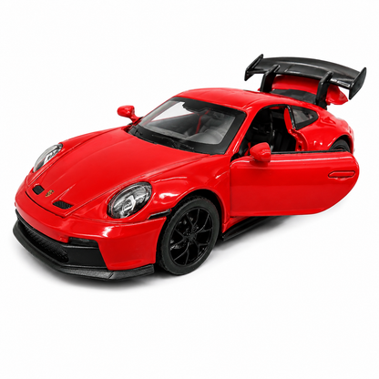 Joy Junction Alloy Car Model Gold Edition 1:32 Scale Die-Cast Toy Car | Pull Back Action, Openable Doors, LED Lights & Sound | Red Porche Sports Car Model | Collectible Toy Car for Kids & Car Enthusiasts