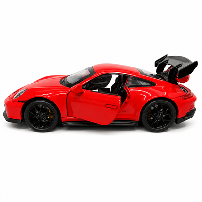 Joy Junction Alloy Car Model Gold Edition 1:32 Scale Die-Cast Toy Car | Pull Back Action, Openable Doors, LED Lights & Sound | Red Porche Sports Car Model | Collectible Toy Car for Kids & Car Enthusiasts