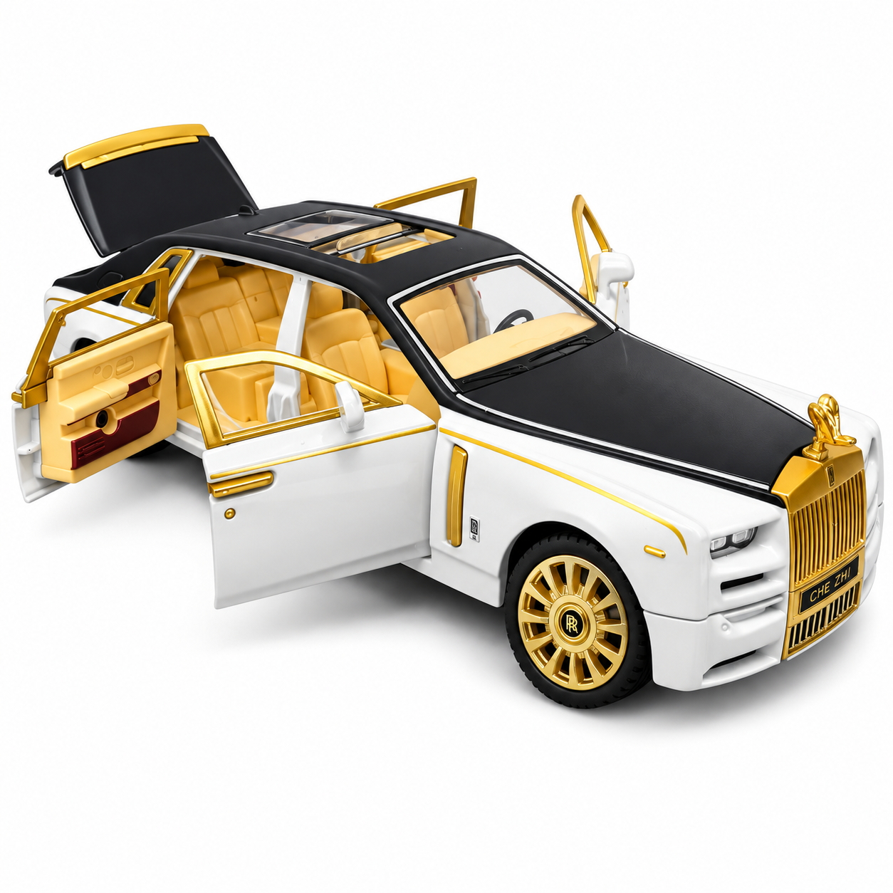 Joy Junction 1:24 Scale Rolls Royce Phantom Die-Cast Toy Car, White | JJ264 Luxury Car Model with Pull Back Action, Openable Doors, LED Headlights, Sound Effects | Collectible Toy Vehicle for Kids & Car Enthusiasts