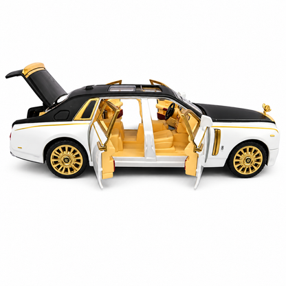 Joy Junction 1:24 Scale Rolls Royce Phantom Die-Cast Toy Car, White | JJ264 Luxury Car Model with Pull Back Action, Openable Doors, LED Headlights, Sound Effects | Collectible Toy Vehicle for Kids & Car Enthusiasts