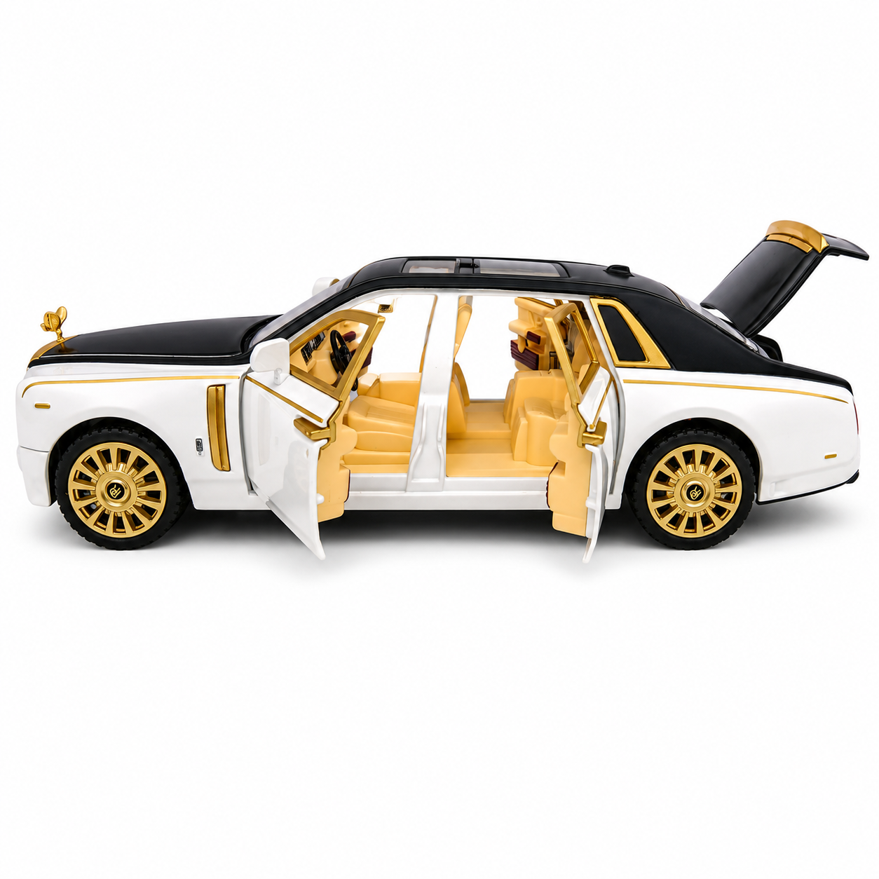 Joy Junction 1:24 Scale Rolls Royce Phantom Die-Cast Toy Car, White | JJ264 Luxury Car Model with Pull Back Action, Openable Doors, LED Headlights, Sound Effects | Collectible Toy Vehicle for Kids & Car Enthusiasts