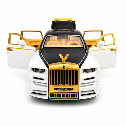 Joy Junction 1:24 Scale Rolls Royce Phantom Die-Cast Toy Car, White | JJ264 Luxury Car Model with Pull Back Action, Openable Doors, LED Headlights, Sound Effects | Collectible Toy Vehicle for Kids & Car Enthusiasts