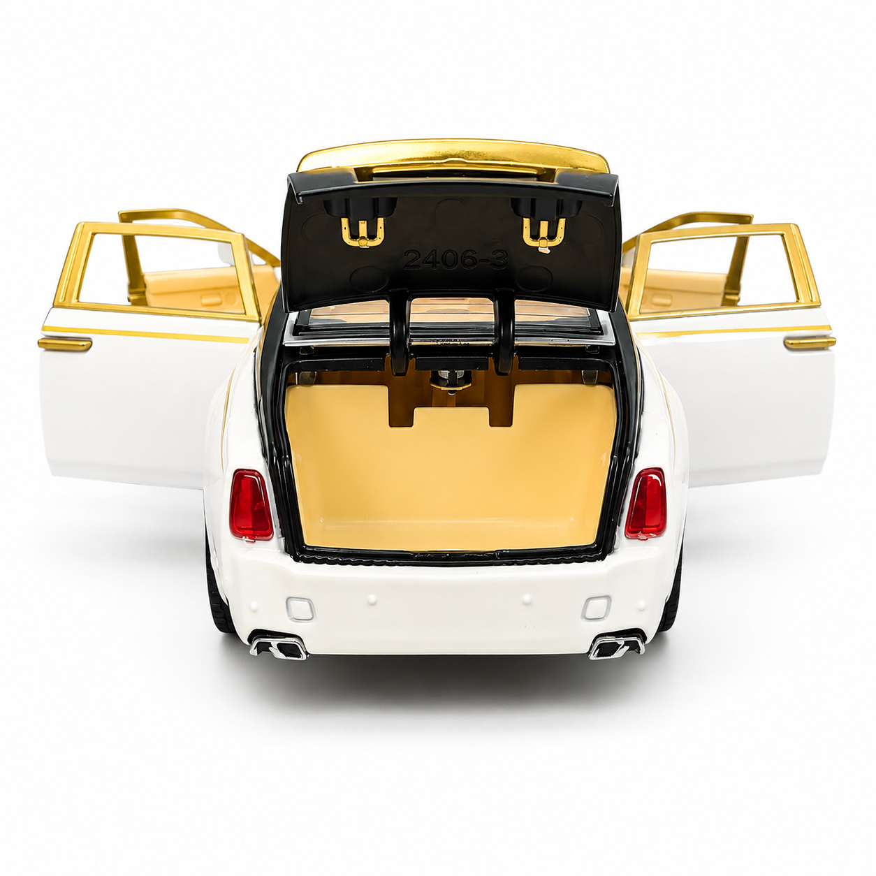 Joy Junction 1:24 Scale Rolls Royce Phantom Die-Cast Toy Car, White | JJ264 Luxury Car Model with Pull Back Action, Openable Doors, LED Headlights, Sound Effects | Collectible Toy Vehicle for Kids & Car Enthusiasts