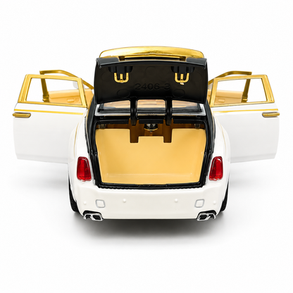 Joy Junction 1:24 Scale Rolls Royce Phantom Die-Cast Toy Car, White | JJ264 Luxury Car Model with Pull Back Action, Openable Doors, LED Headlights, Sound Effects | Collectible Toy Vehicle for Kids & Car Enthusiasts