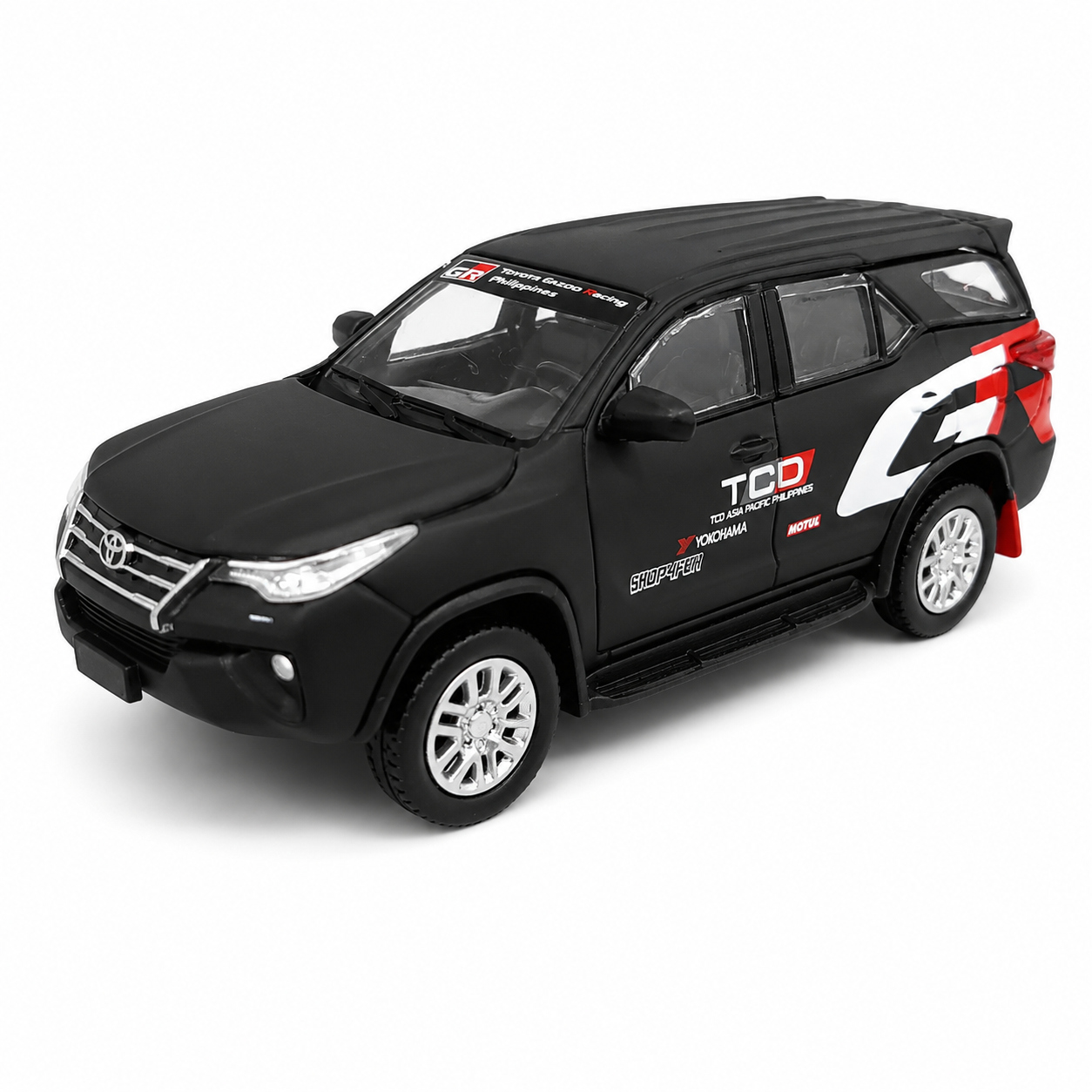 BMC Toyota Fortuner 2018 GR Racing 1:64 Scale Die-Cast Model Car | Matte Black Toyota SUV Toy Car | Metal Alloy Miniature Vehicle with Detailed Design | Collectible Car Model for Kids, Adults & Car Enthusiasts
