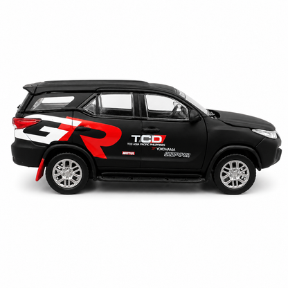 BMC Toyota Fortuner 2018 GR Racing 1:64 Scale Die-Cast Model Car | Matte Black Toyota SUV Toy Car | Metal Alloy Miniature Vehicle with Detailed Design | Collectible Car Model for Kids, Adults & Car Enthusiasts