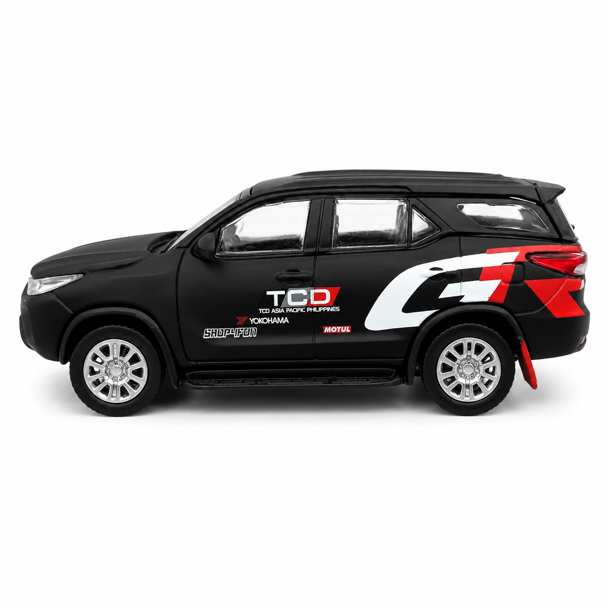 BMC Toyota Fortuner 2018 GR Racing 1:64 Scale Die-Cast Model Car | Matte Black Toyota SUV Toy Car | Metal Alloy Miniature Vehicle with Detailed Design | Collectible Car Model for Kids, Adults & Car Enthusiasts
