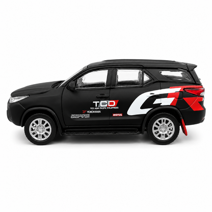 BMC Toyota Fortuner 2018 GR Racing 1:64 Scale Die-Cast Model Car | Matte Black Toyota SUV Toy Car | Metal Alloy Miniature Vehicle with Detailed Design | Collectible Car Model for Kids, Adults & Car Enthusiasts