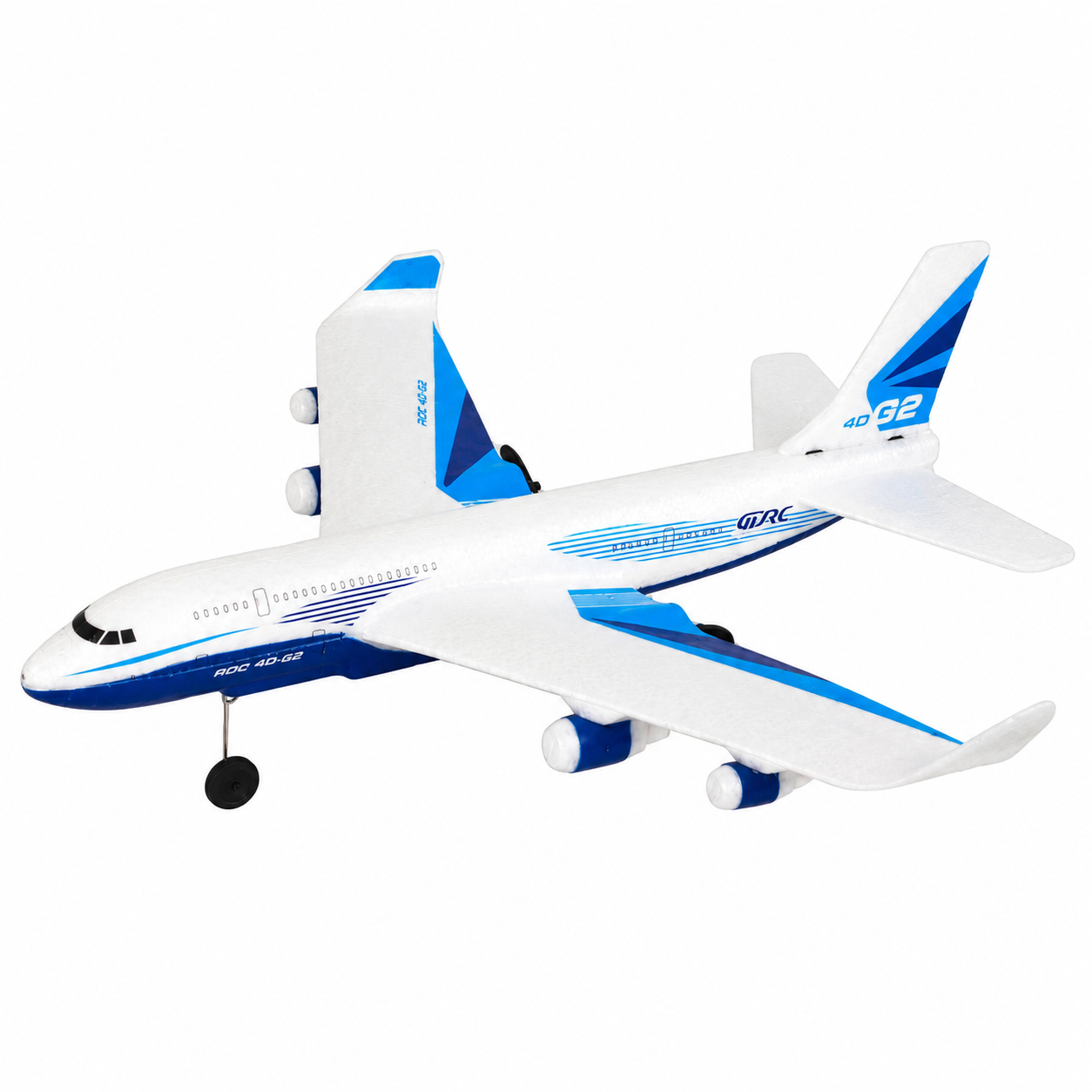 GTRC ROC 4D-G2 Glider Plane 2.4G Remote Control Thermocol Airplane Toy with Rechargeable Battery & USB Charging Cable – Blue & White RC Aircraft for Kids