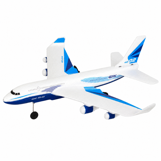 GTRC ROC 4D-G2 Glider Plane 2.4G Remote Control Thermocol Airplane Toy with Rechargeable Battery & USB Charging Cable – Blue & White RC Aircraft for Kids