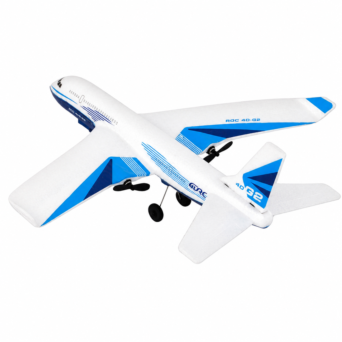 GTRC ROC 4D-G2 Glider Plane 2.4G Remote Control Thermocol Airplane Toy with Rechargeable Battery & USB Charging Cable – Blue & White RC Aircraft for Kids
