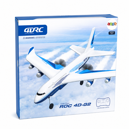 GTRC ROC 4D-G2 Glider Plane 2.4G Remote Control Thermocol Airplane Toy with Rechargeable Battery & USB Charging Cable – Blue & White RC Aircraft for Kids