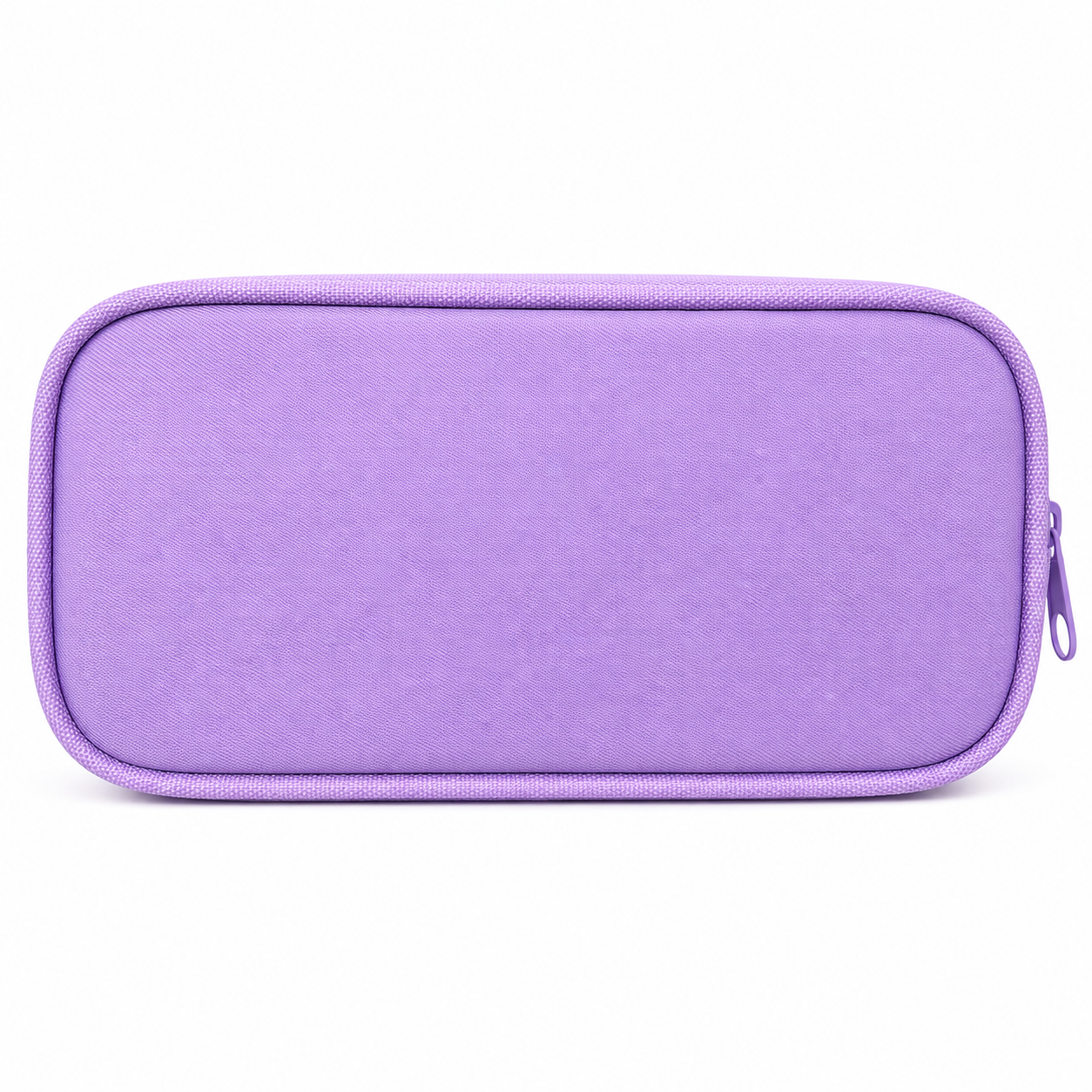 Sweet Pencil Case for Girls – Purple Box-Shaped School Pencil Pouch with Heart Zipper Charm & Front Pocket