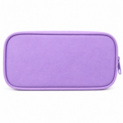 Sweet Pencil Case for Girls – Purple Box-Shaped School Pencil Pouch with Heart Zipper Charm & Front Pocket