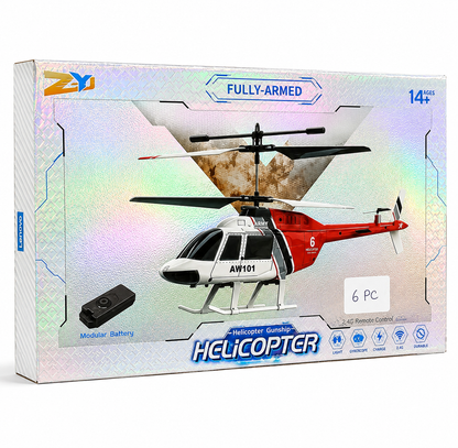 Fully Armed 2.4GHz Remote Control Military Helicopter Gunship with Omni-Directional Flight, Take-Off & Landing, LED Lights & USB Charging – Military Green