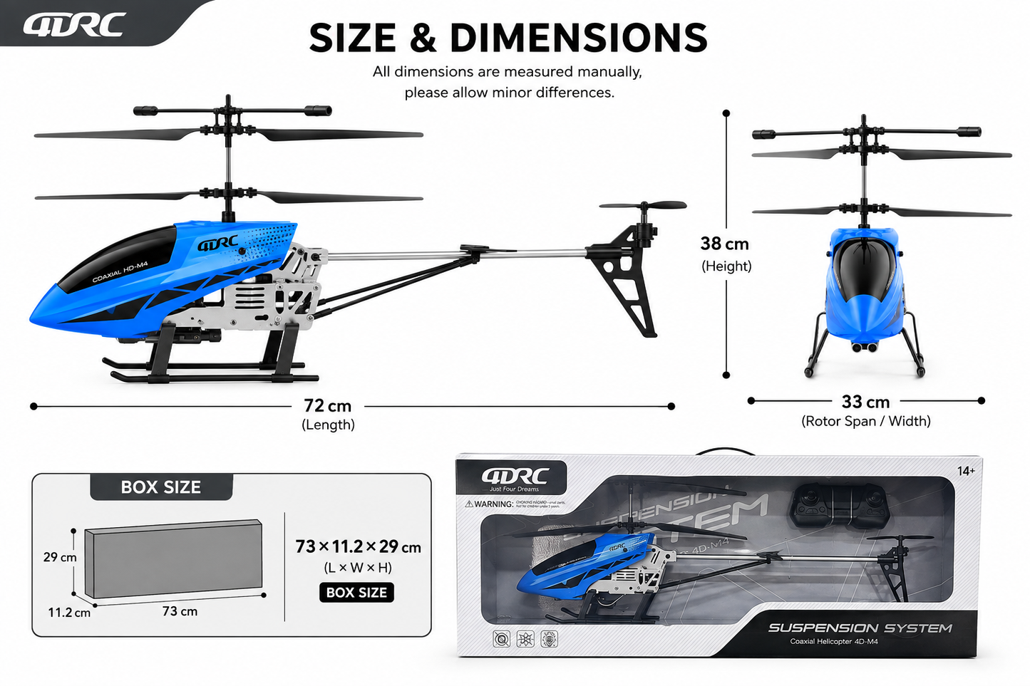 JJRC 4D-M4 Coaxial Remote Control Helicopter, Rechargeable RC Flying Helicopter Toy with Remote Controller, Suspension System & Stable Flight Design for Kids, Beginners & RC Hobby Enthusiasts, 14+ Years