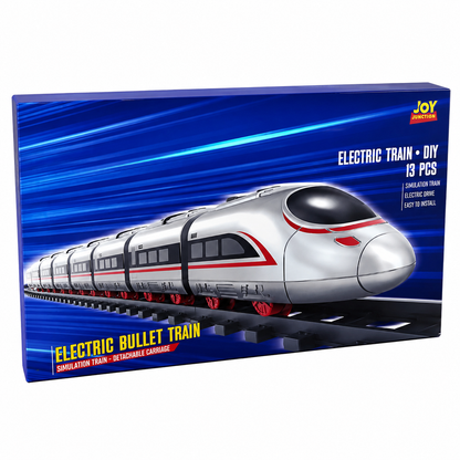 Joy Junction Electric Bullet Train DIY Track Set JJ758 – 13-Piece Battery Operated Simulation Train with Electric Drive, Easy-to-Assemble Railway Toy Train Set for Kids Boys & Girls