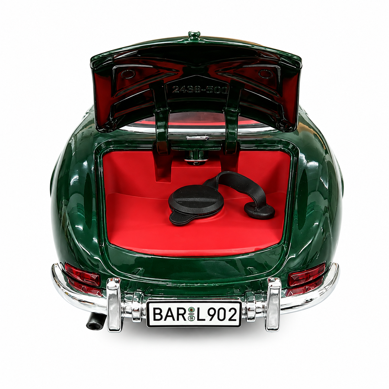 Mercedes-Benz 300SL Gullwing 1:24 Scale Die-Cast JJ222 Model Car with Smoke Effect, Lights & Sound | Pull Back Alloy Sports Car with Opening Doors, Hood & Trunk | Dark Green