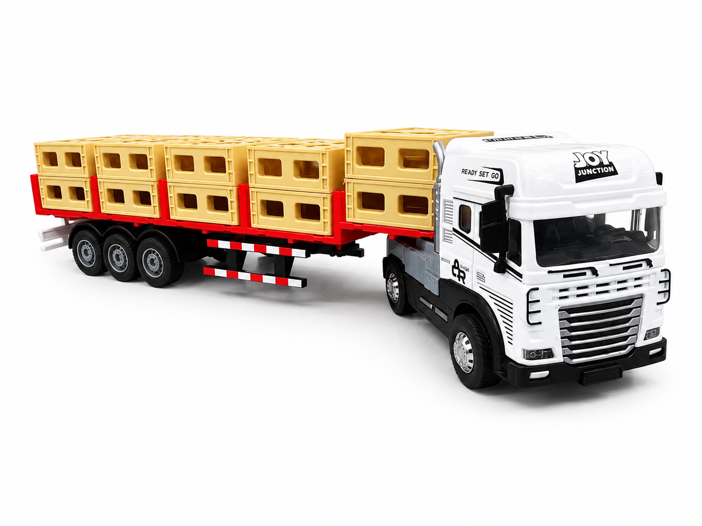 Joy Junction 1:24 Scale Die-Cast Transport Trailer JJ48 Model | Heavy Duty Cargo Truck with Detachable Trailer, Lights & Sound, | Alloy Transport Toy for Kids & Collectors