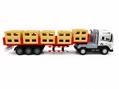 Joy Junction 1:24 Scale Die-Cast Transport Trailer JJ48 Model | Heavy Duty Cargo Truck with Detachable Trailer, Lights & Sound, | Alloy Transport Toy for Kids & Collectors