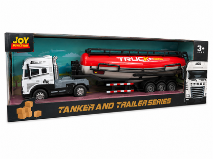 Joy Junction JJ50 1:25 Scale Die-Cast Cement Tanker Truck with Trailer | Heavy Duty Alloy Transport Model, Lights & Sound, Realistic Construction Vehicle Toy for Kids, Collectors & Display
