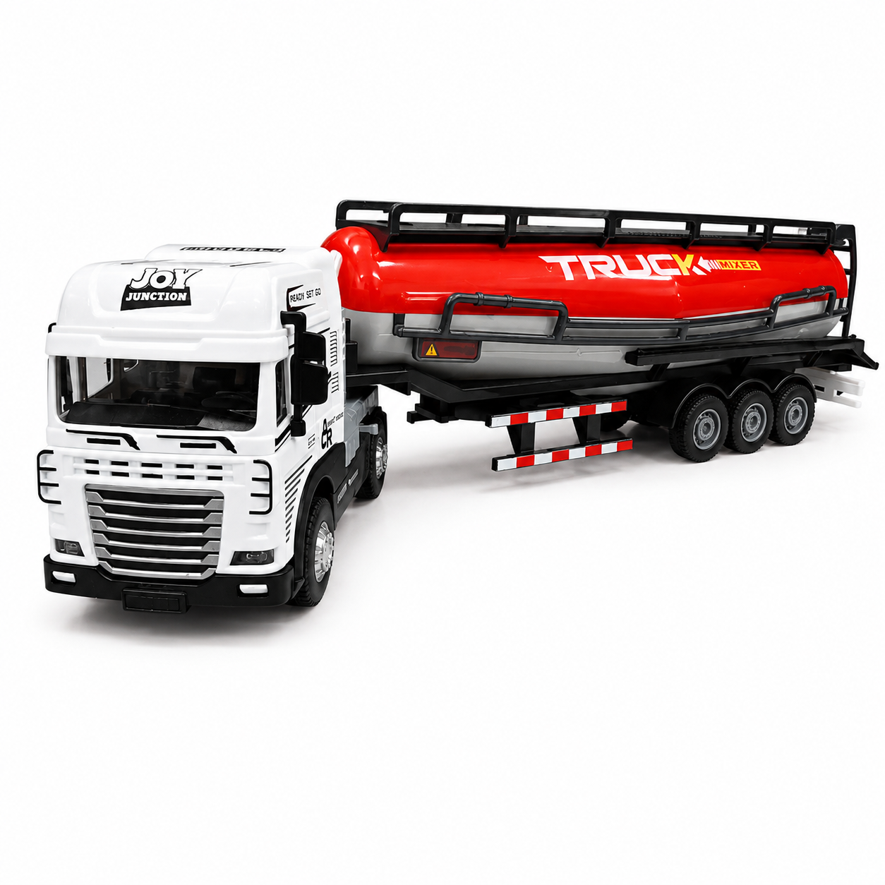 Joy Junction JJ50 1:25 Scale Die-Cast Cement Tanker Truck with Trailer | Heavy Duty Alloy Transport Model, Lights & Sound, Realistic Construction Vehicle Toy for Kids, Collectors & Display