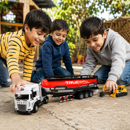 Joy Junction JJ50 1:25 Scale Die-Cast Cement Tanker Truck with Trailer | Heavy Duty Alloy Transport Model, Lights & Sound, Realistic Construction Vehicle Toy for Kids, Collectors & Display