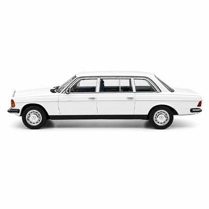 Mercedes-Benz W123 White 1:64 Scale Diecast Model Car | Premium Metal Collectible Classic Luxury Sedan Miniature Replica | Highly Detailed Display Model for Collectors & Enthusiasts
